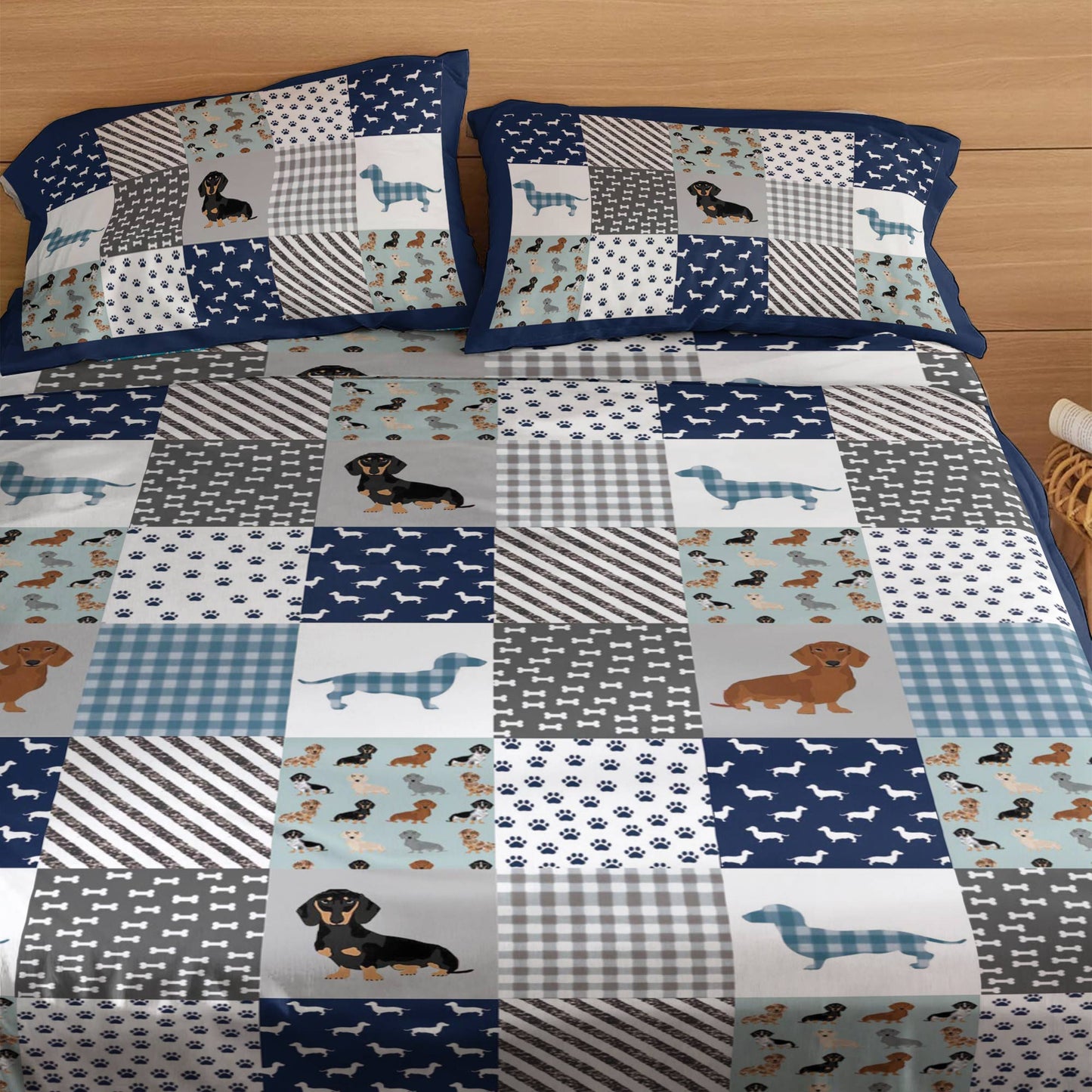 Pajabear 4-Piece Bed Sheet Set Dachshund Delight
