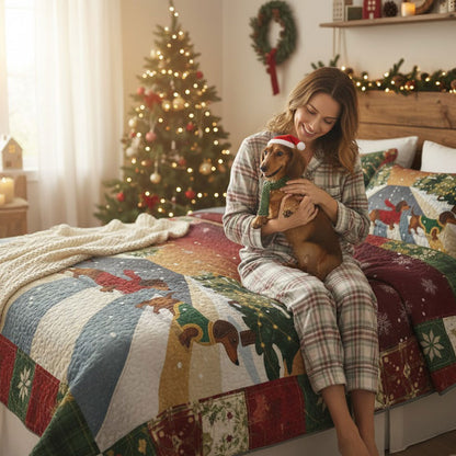 Pajabear Quilt 3-Piece Set Winter Wiener Wonderland