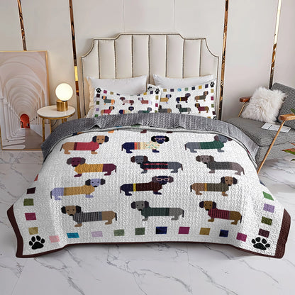 Pajabear Quilt 3-Piece Set Dachshund Paws and Patches
