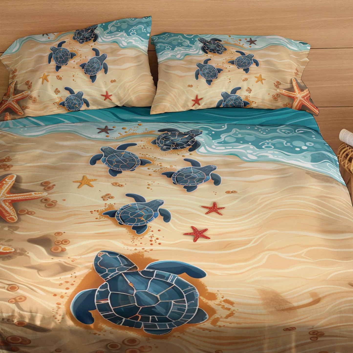 Pajabear 4-Piece Bed Sheet Set Turtle Ocean