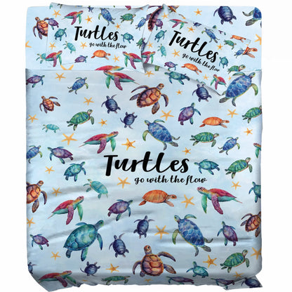 Pajabear 4-Piece Bed Sheet Set - Sea Turtle Go With The Flow