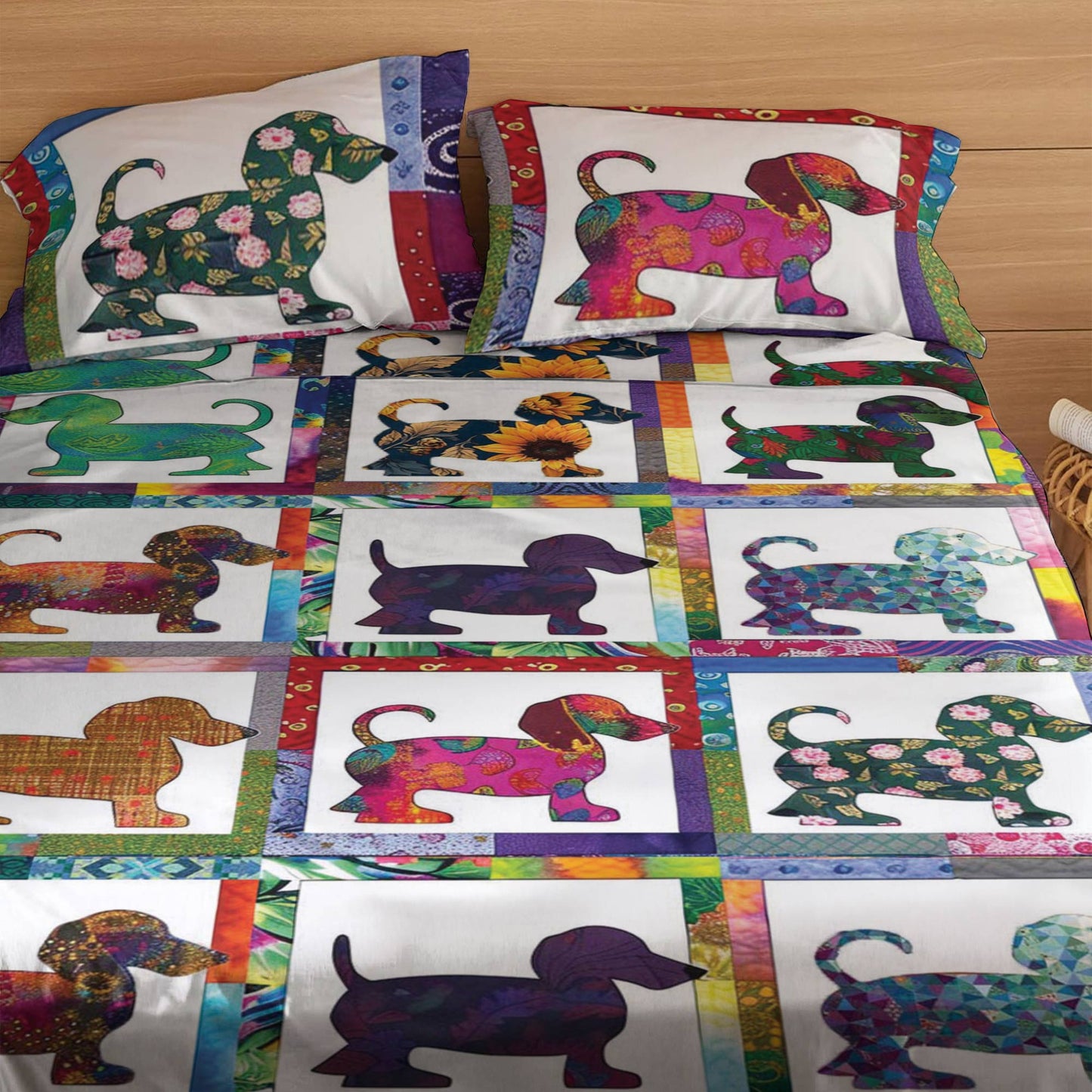 Pajabear 4-Piece Bed Sheet Set Dachshund Dreams