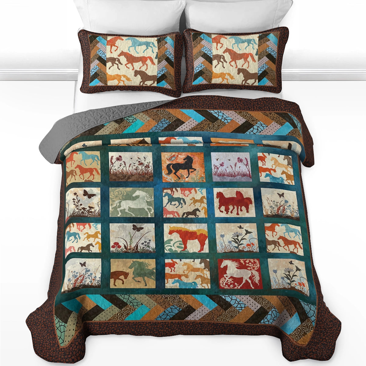 Pajabear Quilt 3-Piece Set Vintage Horse