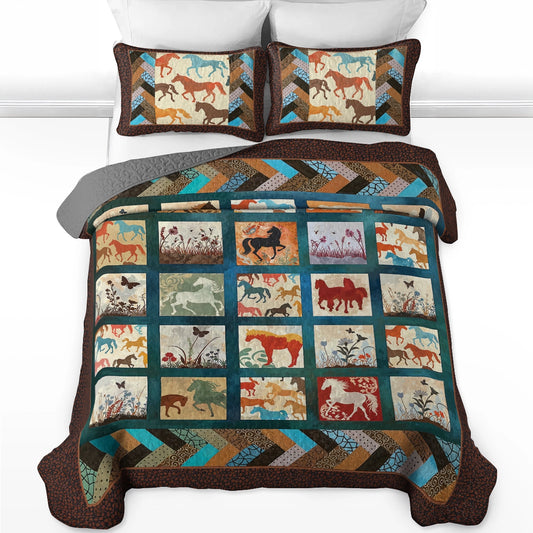 Pajabear Quilt 3-Piece Set Vintage Horse