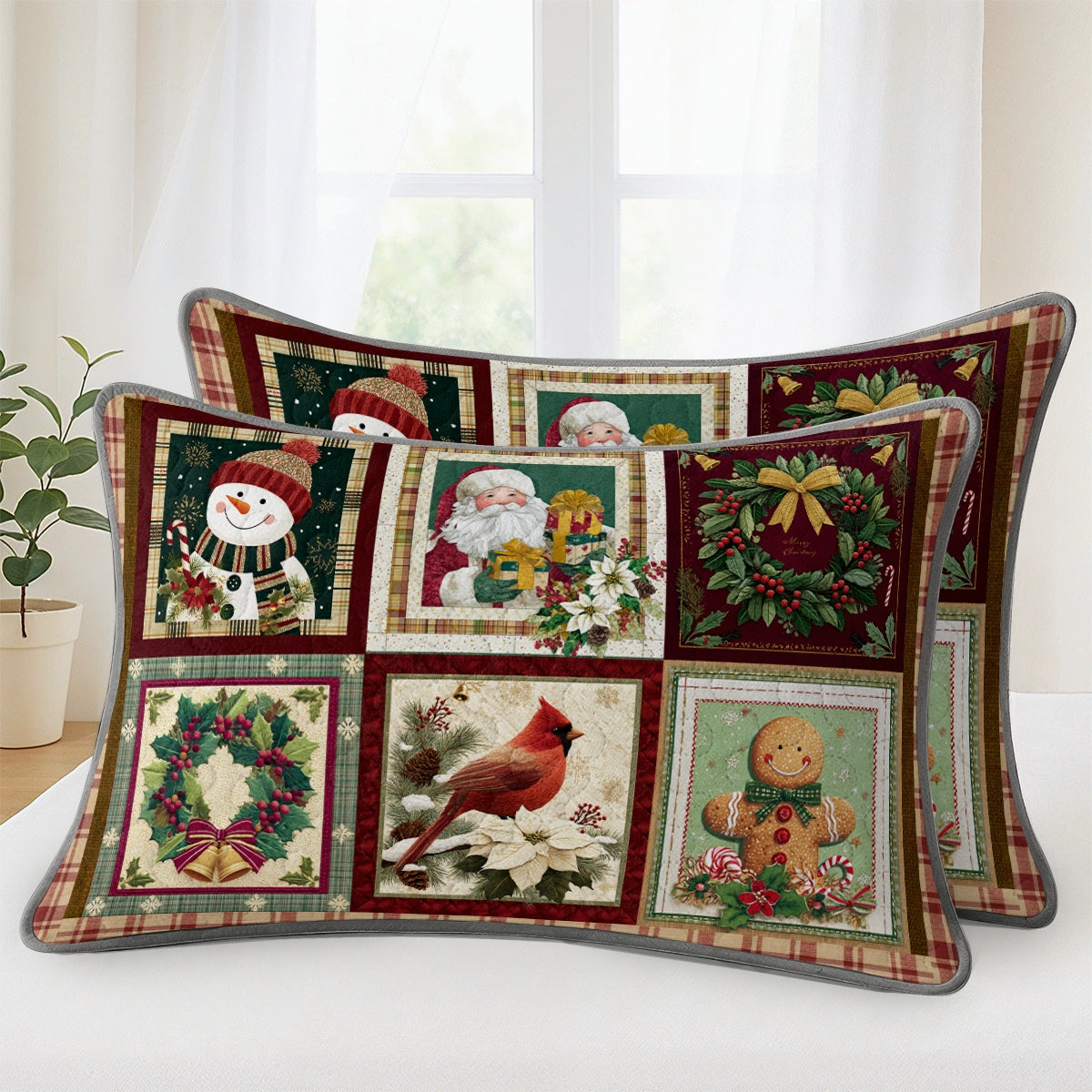 Pajabear Quilt 3-Piece Set Vintage Christmas Joy