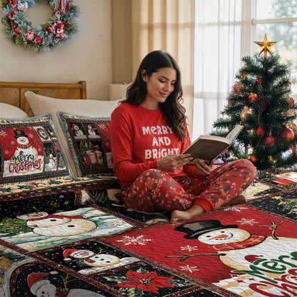 Pajabear Quilt 3-Piece Set Snowman's Cozy Christmas