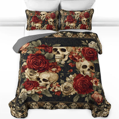 Pajabear Quilt 3-Piece Set Skull Crimson Shadows