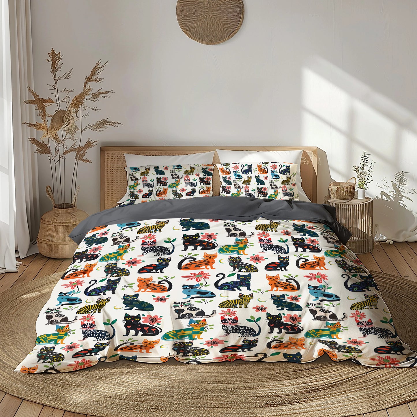 Pajabear 3 Pieces Duvet Cover Set Cat Playful Paws