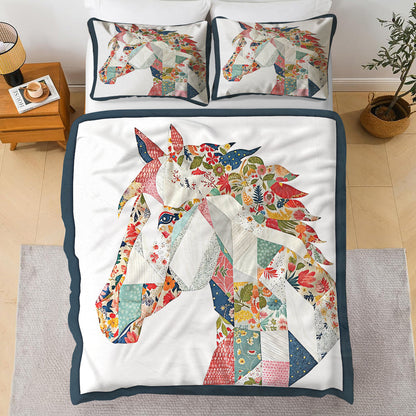 Pajabear 3 Pieces Duvet Cover Set - Charming Floral Horse