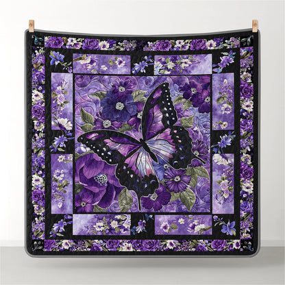 Pajabear Quilt 3-Piece Set Gorgeous Purple Butterfly Flowers