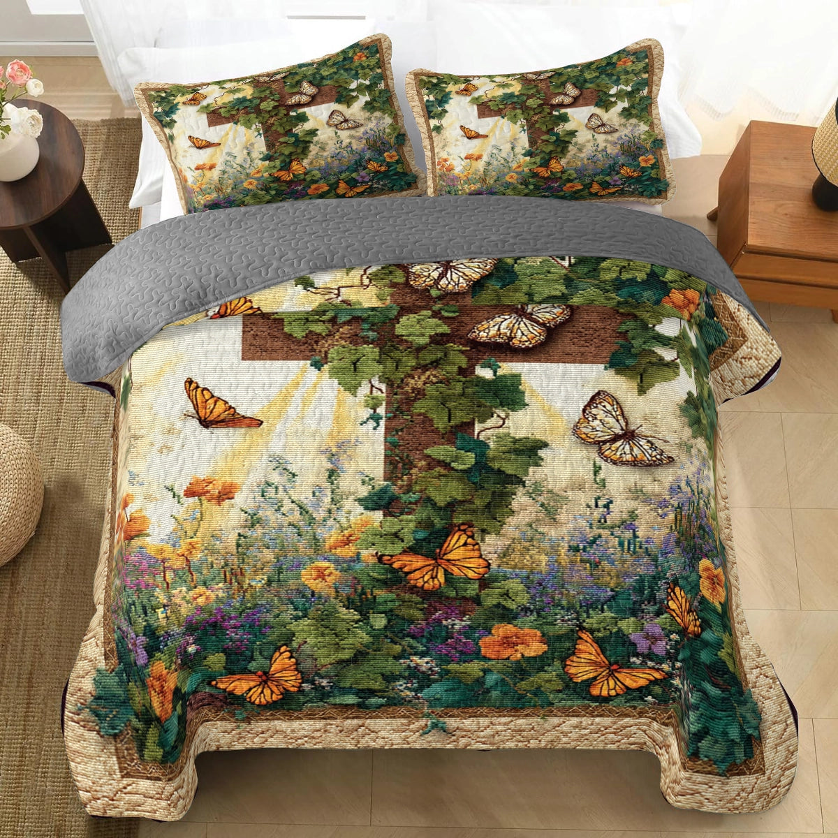 Pajabear Quilt 3-Piece Set Garden of Sacred Renewal