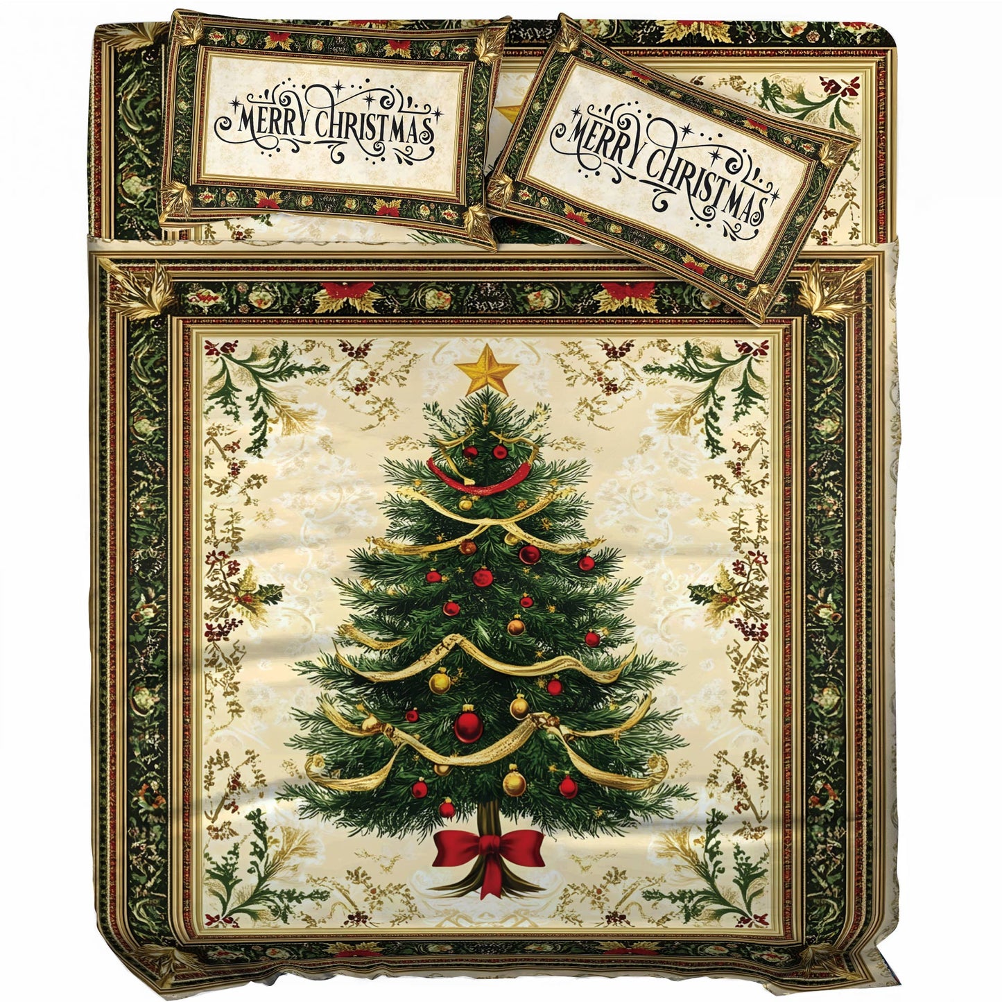 Pajabear 4-Piece Bed Sheet Set Classic Christmas Tree