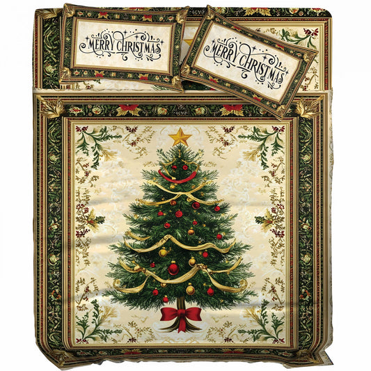 Pajabear 4-Piece Bed Sheet Set Classic Christmas Tree