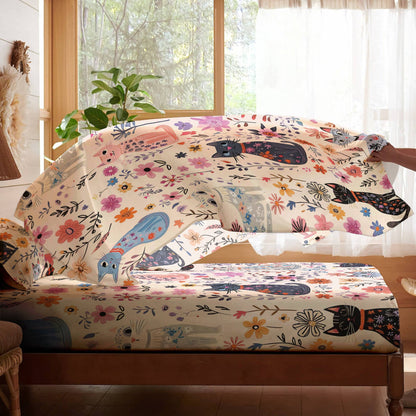 Pajabear 4-Piece Bed Sheet Set Catty Blooms