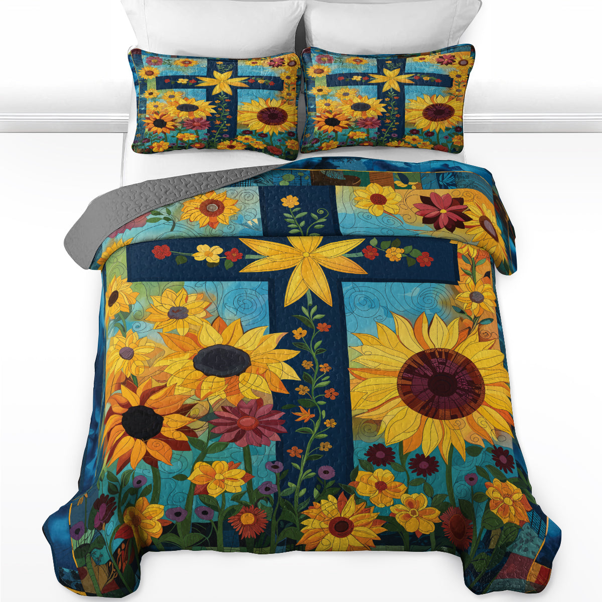 Pajabear Quilt 3-Piece Set Sunflower Cross