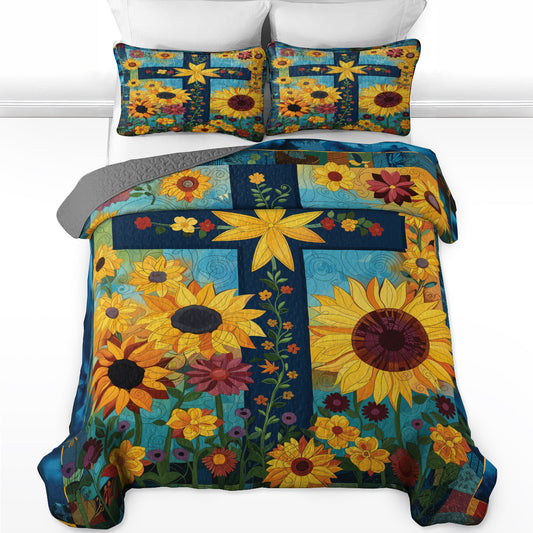Pajabear Quilt 3-Piece Set Sunflower Cross