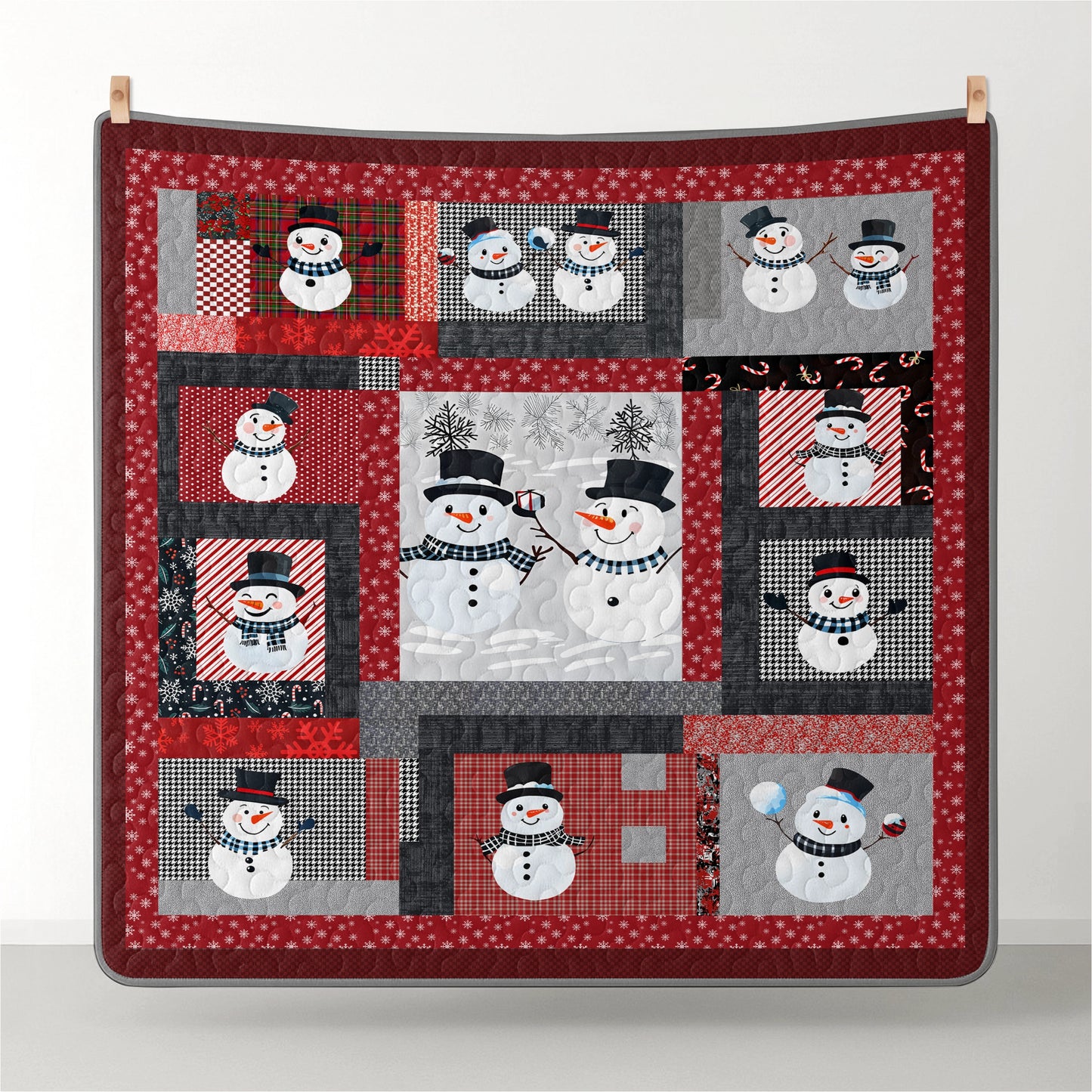 Pajabear Quilt 3-Piece Set Playful Snowmen
