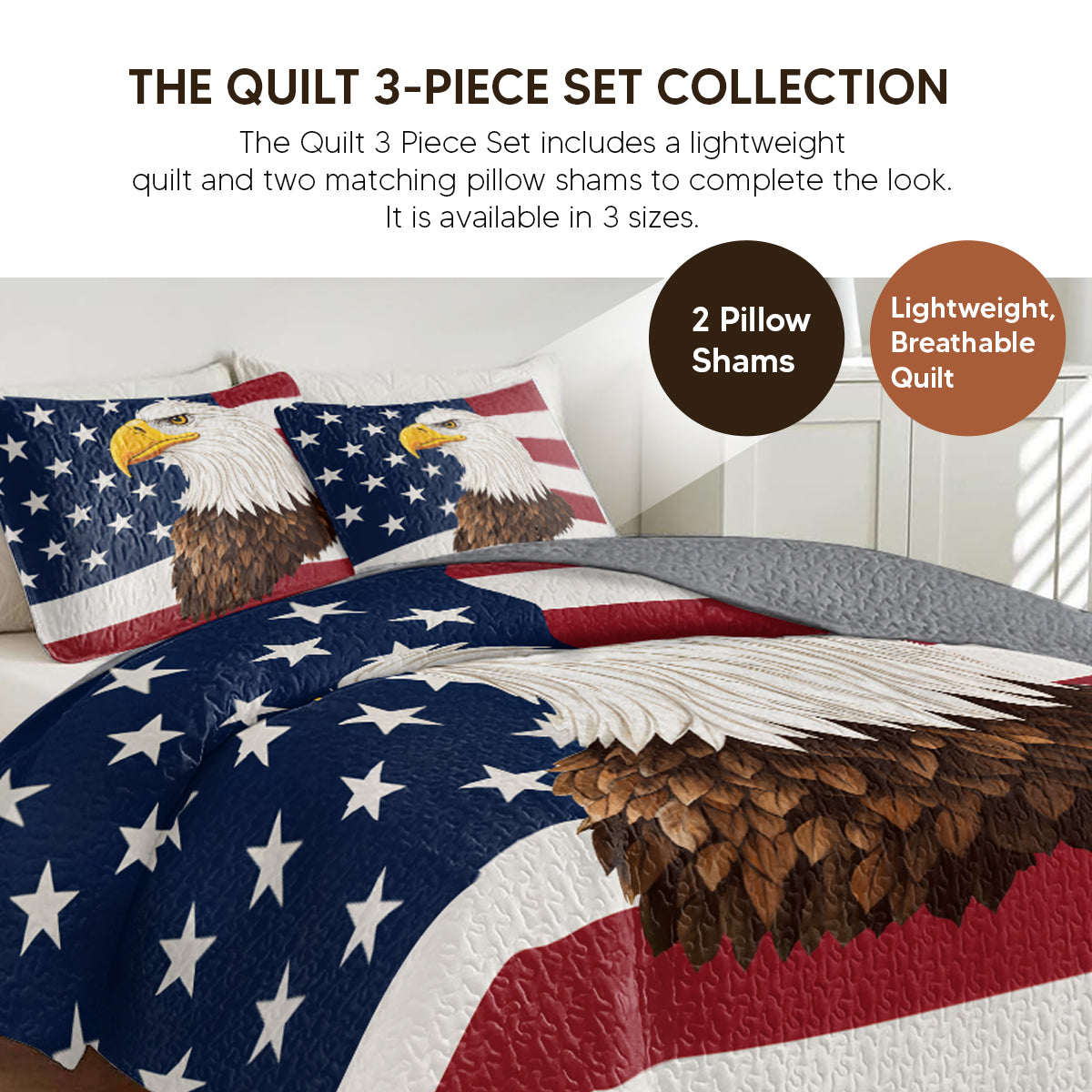 Pajabear Quilt 3-Piece Set American Eagle