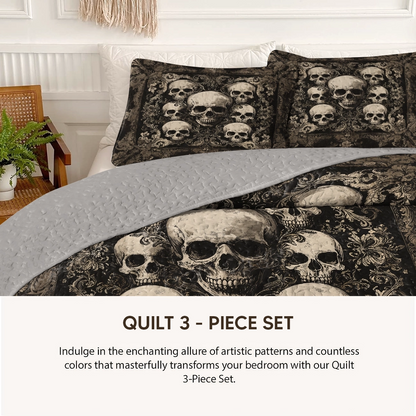 Pajabear Quilt 3-Piece Set Gothic Skull Majesty