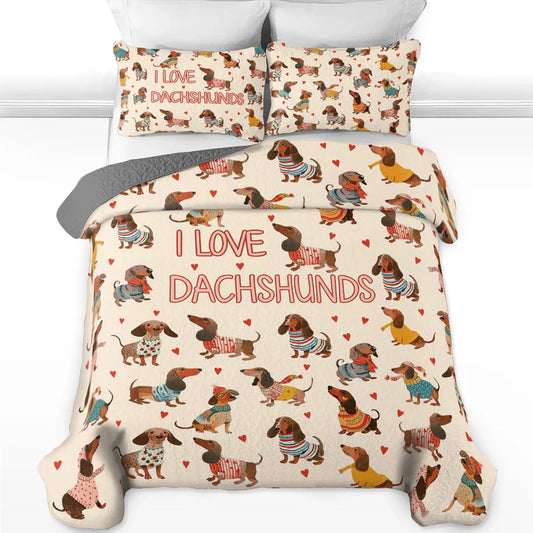 Pajabear Quilt 3-Piece Set Dachshund Lovely Delight