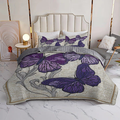 Pajabear Quilt 3-Piece Set Violet Sketch of Serenity