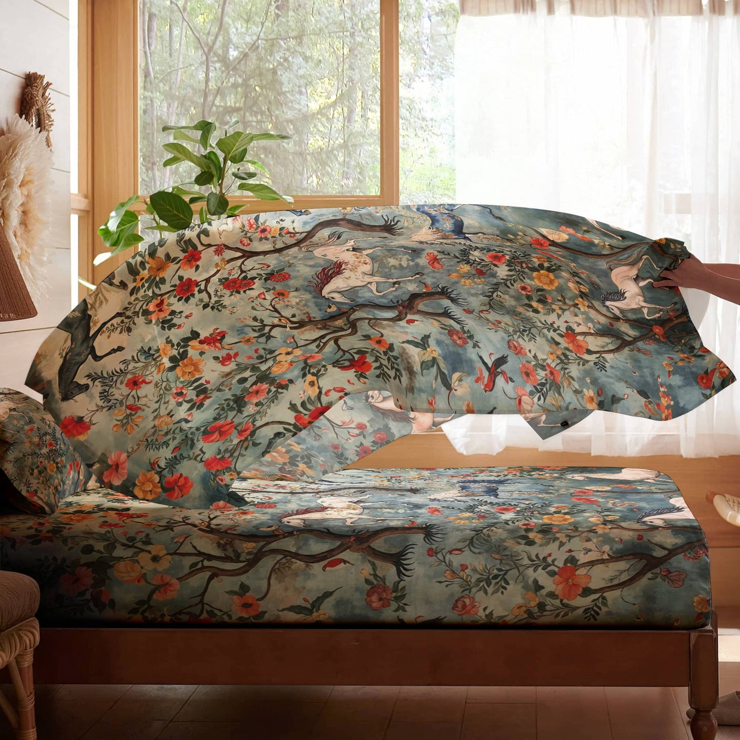 Pajabear 4-Piece Bed Sheet Set Mystical Steeds