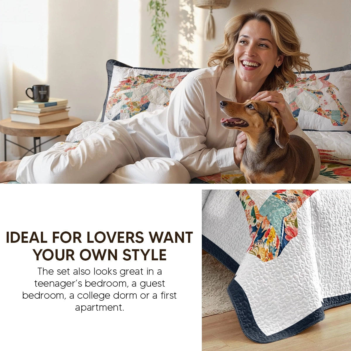 Pajabear Quilt 3-Piece Set Charming Floral Horse