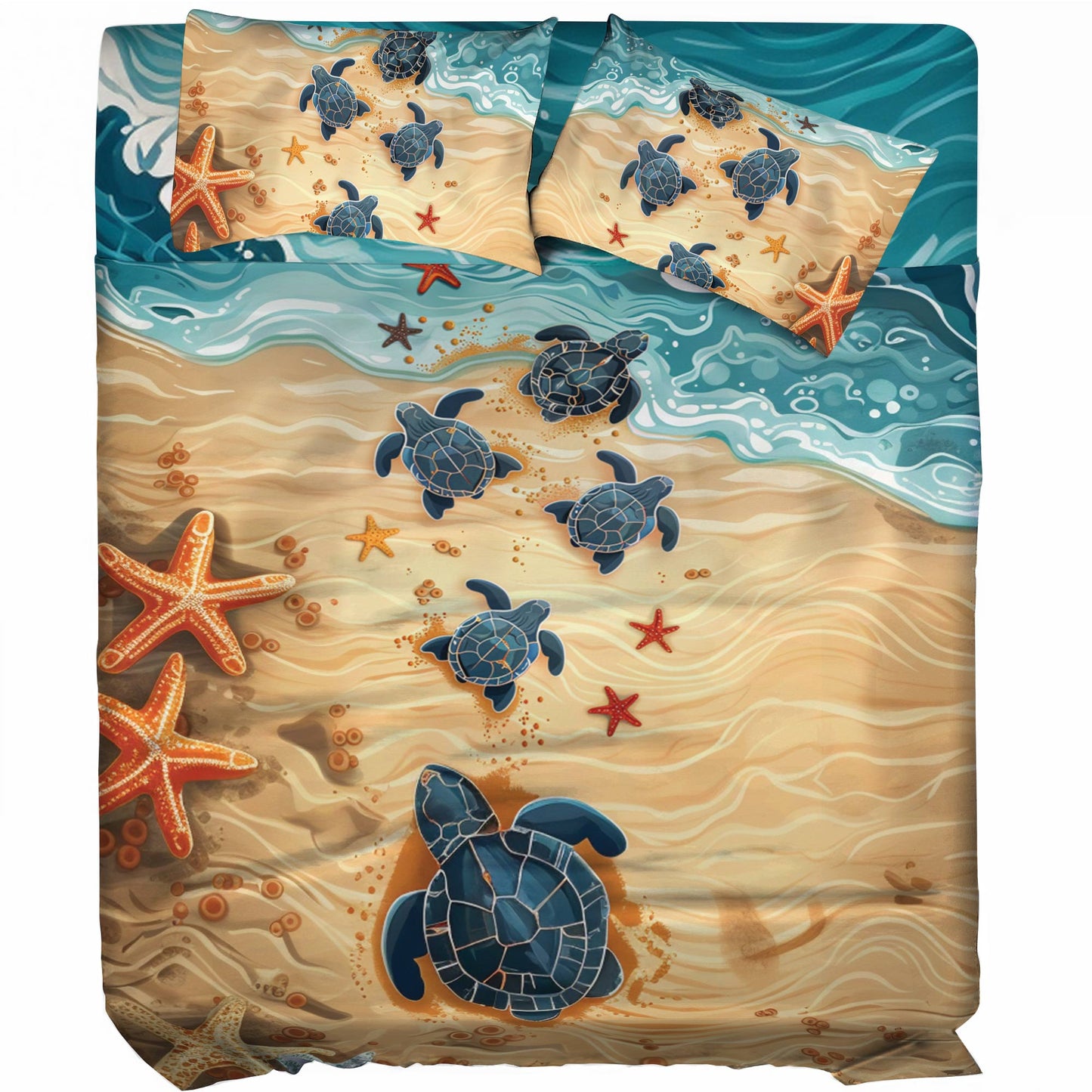 Pajabear 4-Piece Bed Sheet Set Turtle Ocean