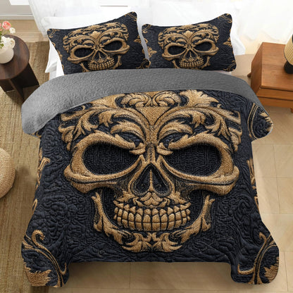 Pajabear Quilt 3-Piece Set Baroque Skull Majesty