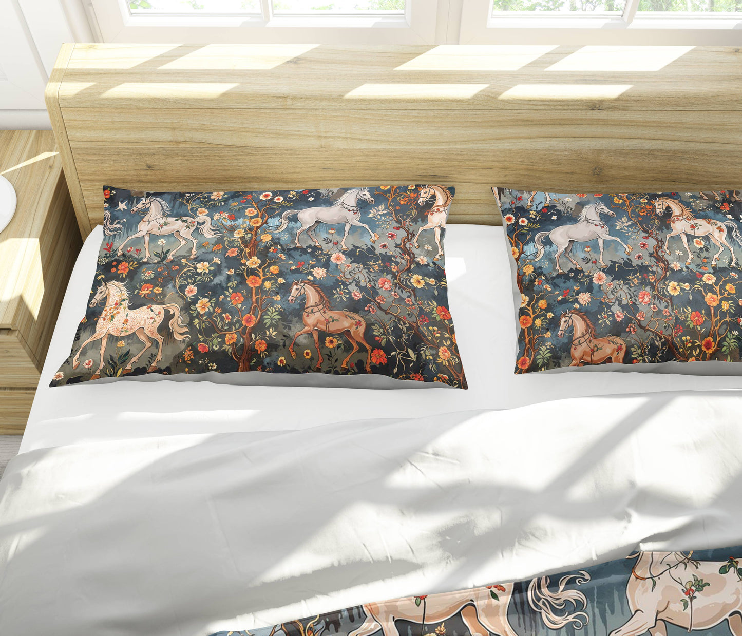 Pajabear 3 Pieces Duvet Cover Set Mystery Horses