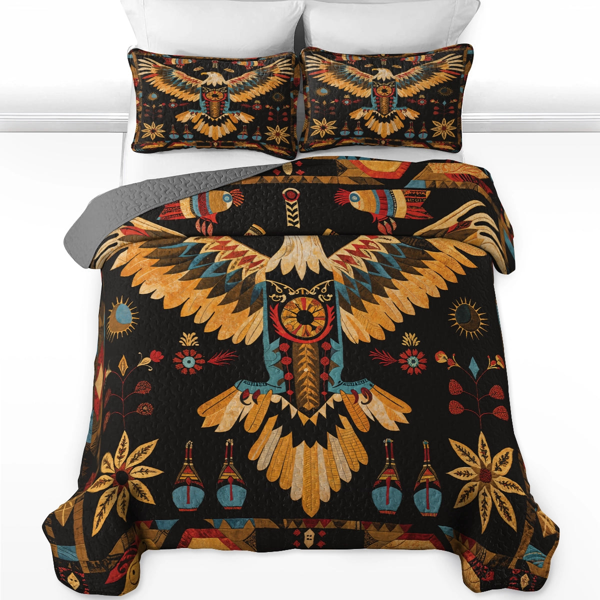 Pajabear Quilt 3-Piece Set Tribal Eagle
