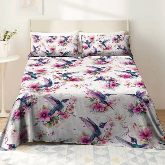 Pajabear 4-Piece Bed Sheet Set Hummingbird Heaven
