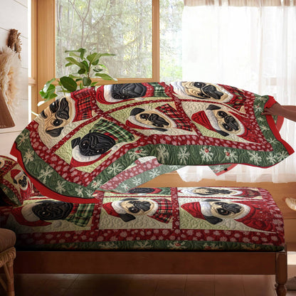 Pajabear 4-Piece Bed Sheet Set Festive Pugs