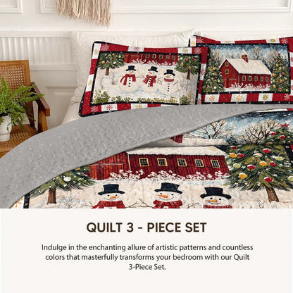 Pajabear Quilt 3-Piece Set Country Christmas Charm