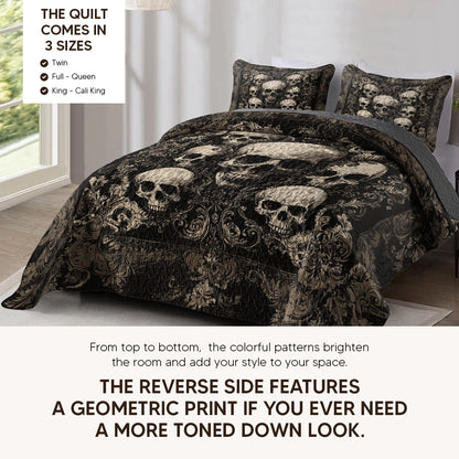 Pajabear Quilt 3-Piece Set Gothic Skull Majesty