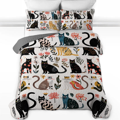 Pajabear Quilt 3-Piece Set Botanical Cat Bliss