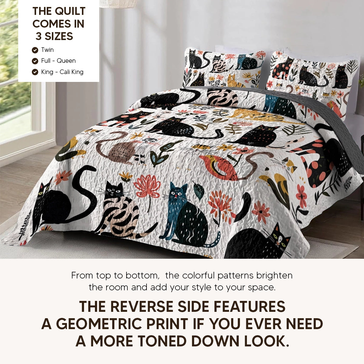 Pajabear Quilt 3-Piece Set Botanical Cat Bliss