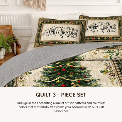 Pajabear Quilt 3-Piece Set Classic Christmas Tree