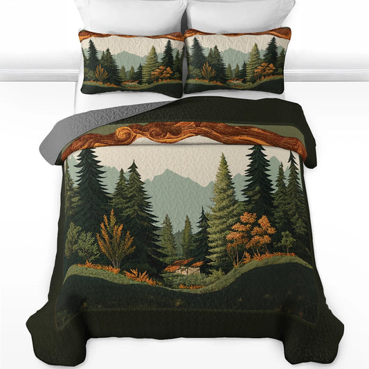 Pajabear Quilt 3-Piece Set Forest Cabin