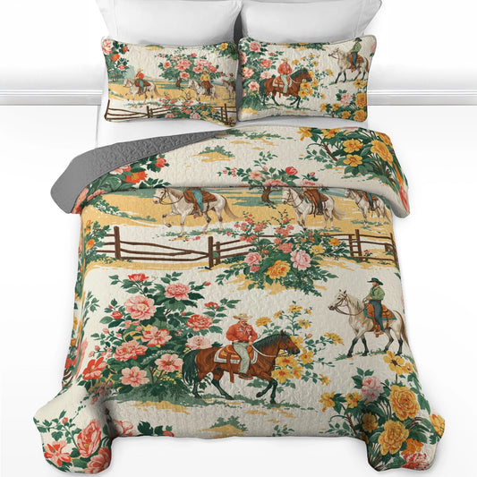 Pajabear Quilt 3-Piece Set Cowboy Flower