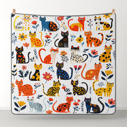 Pajabear Quilt 3-Piece Set Purrfectly Feline With Floral
