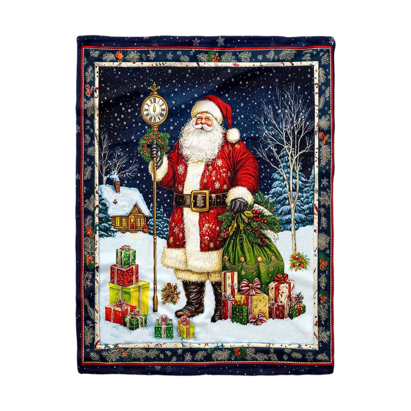 Pajabear Fleece Blanket Santa's Midnight Gift Delivery