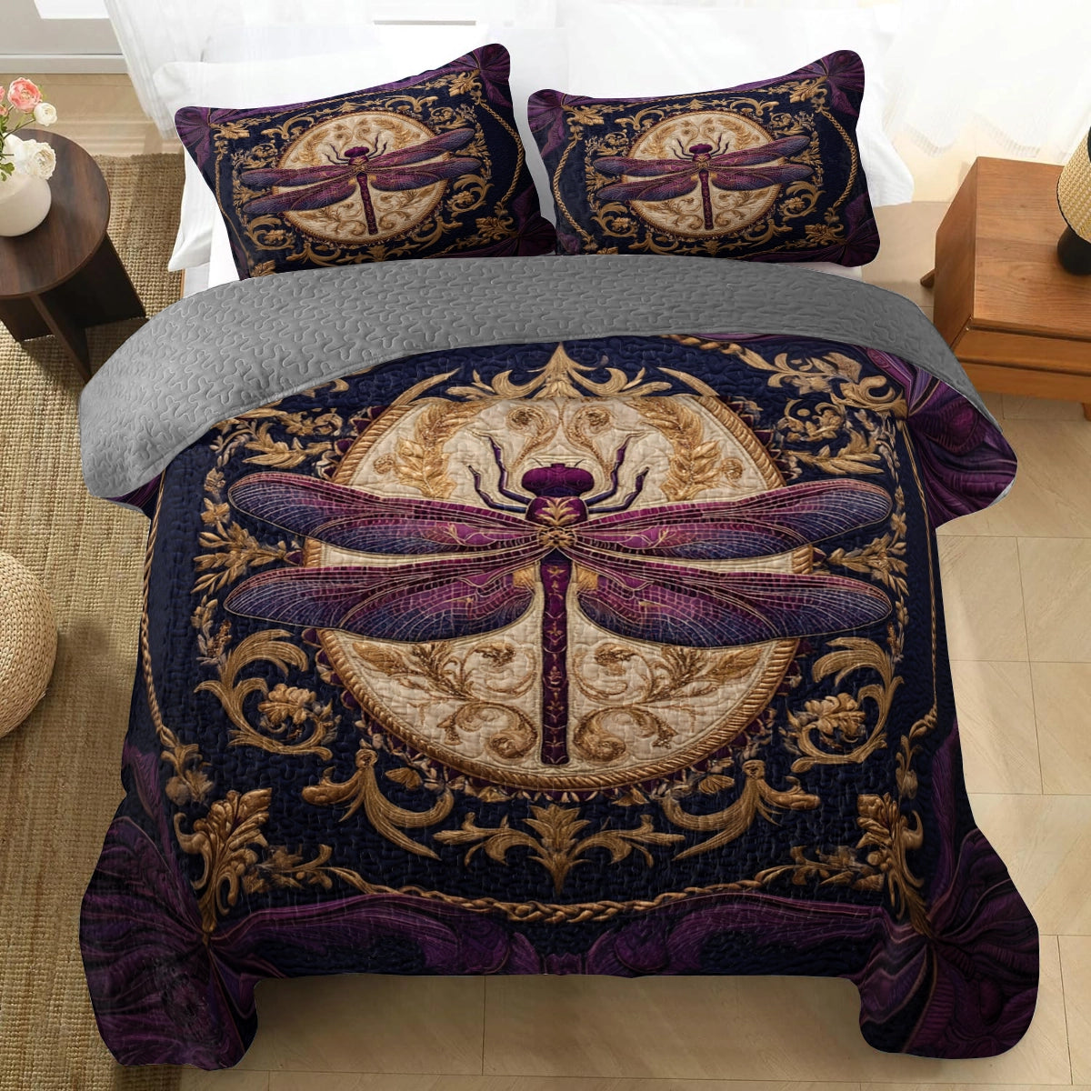 Pajabear Quilt 3-Piece Set Royal Dragonfly Dreams