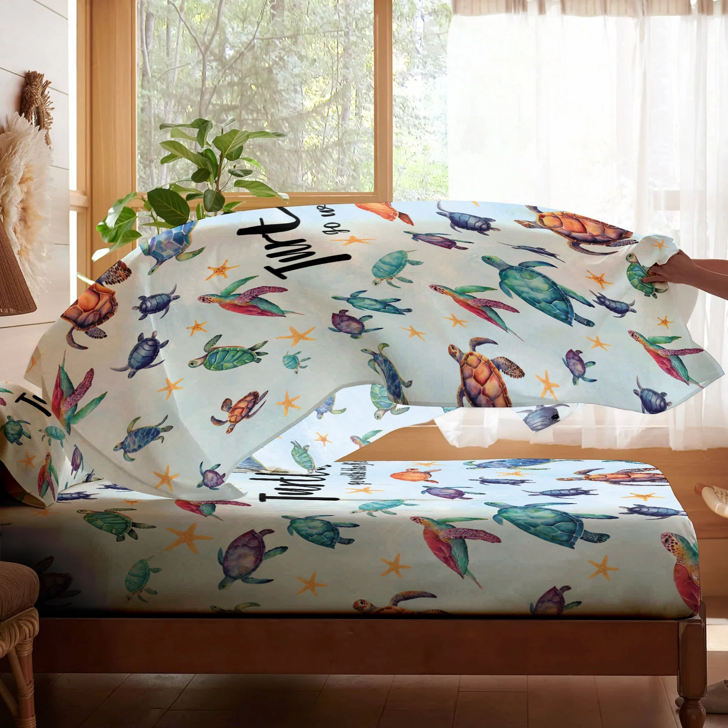 Pajabear 4-Piece Bed Sheet Set - Sea Turtle Go With The Flow