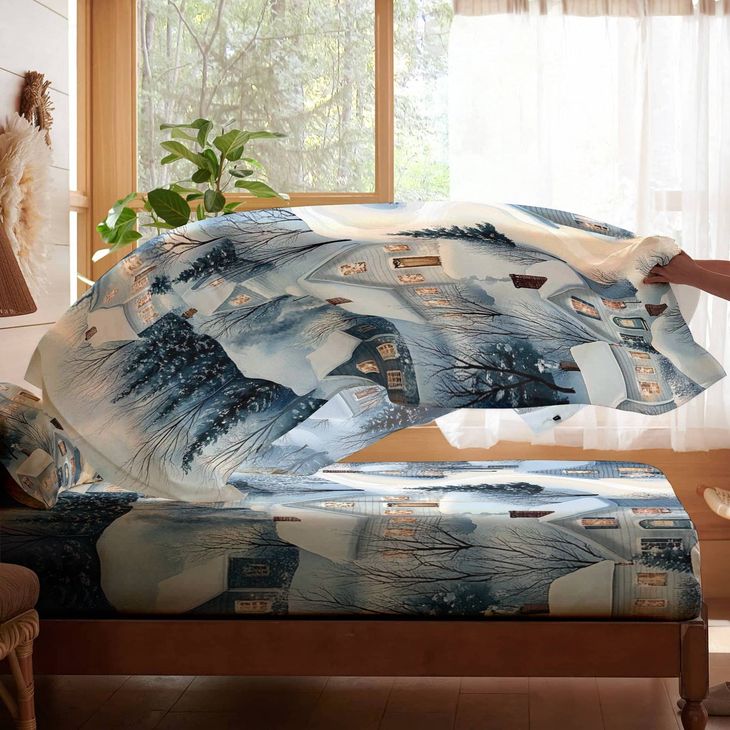 Pajabear 4-Piece Bed Sheet Set Winter Village