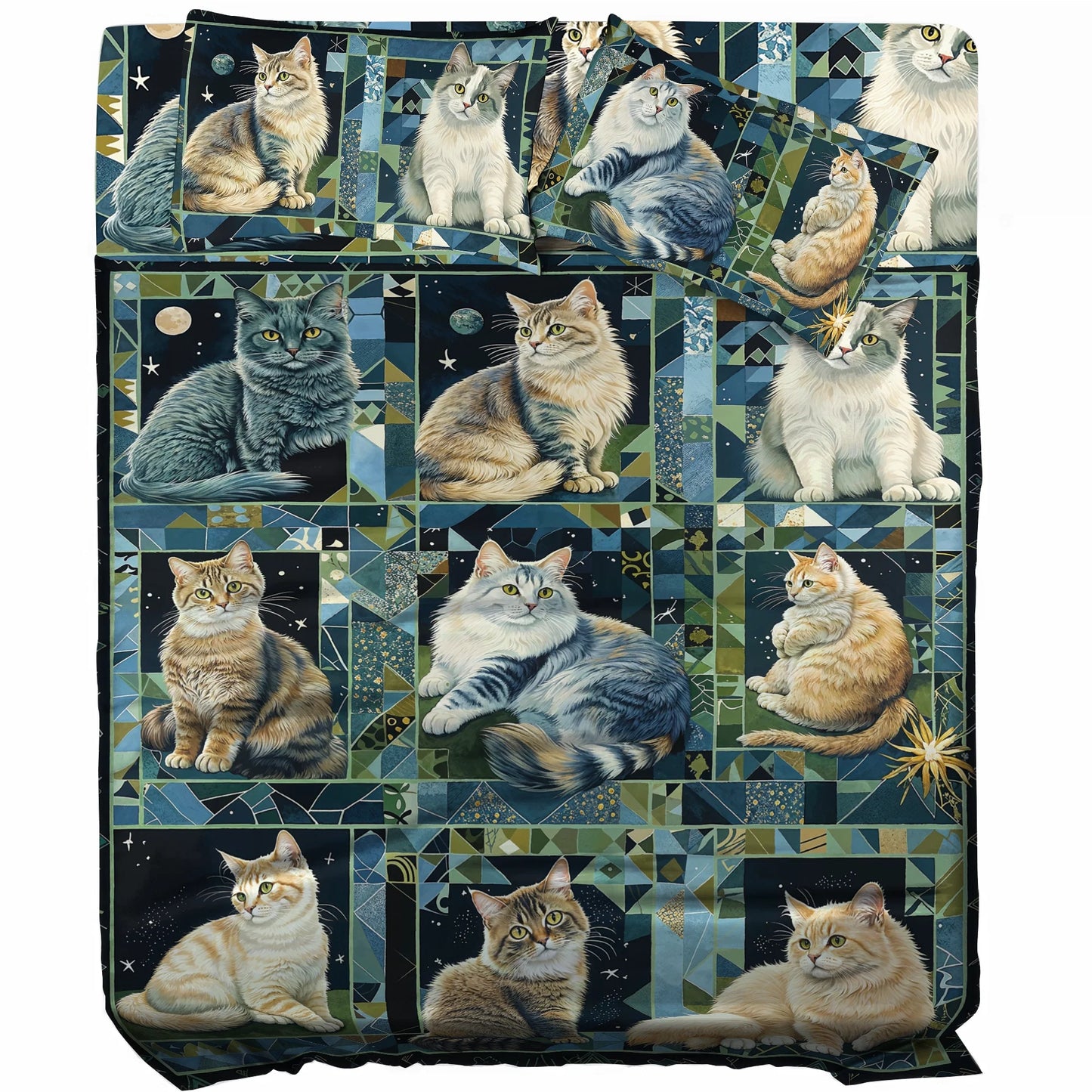Pajabear 4-Piece Bed Sheet Set Cat Purrfect Companions
