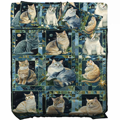 Pajabear 4-Piece Bed Sheet Set Cat Purrfect Companions