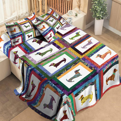 Pajabear 4-Piece Bed Sheet Set Dachshund Friends