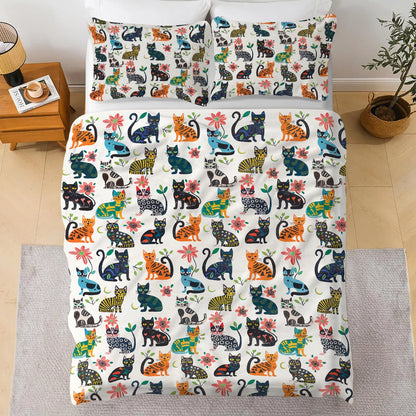 Pajabear 3 Pieces Duvet Cover Set Cat Playful Paws