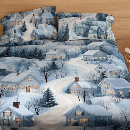 Pajabear 4-Piece Bed Sheet Set Winter Village